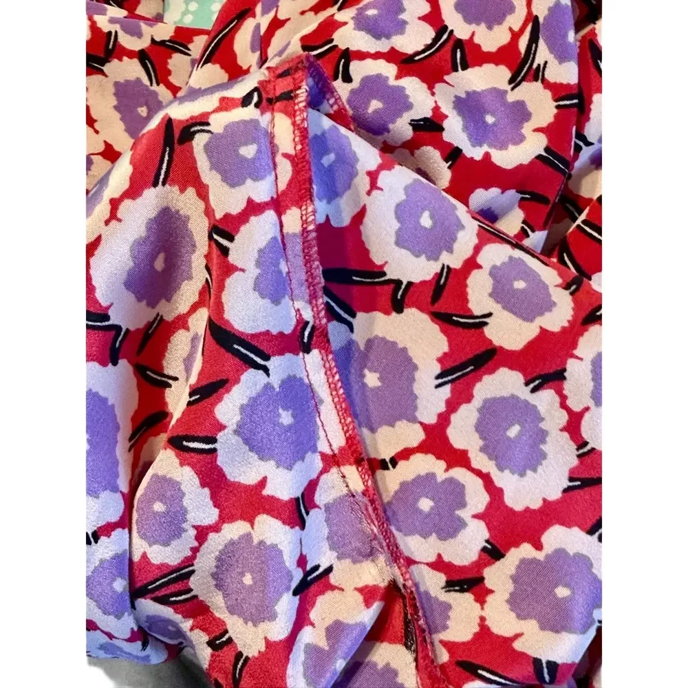 Diane Von Furstenberg Alexia Floral Print Silk Crepe De Chine Wrap Top Size 2 - Picture 13 of 15